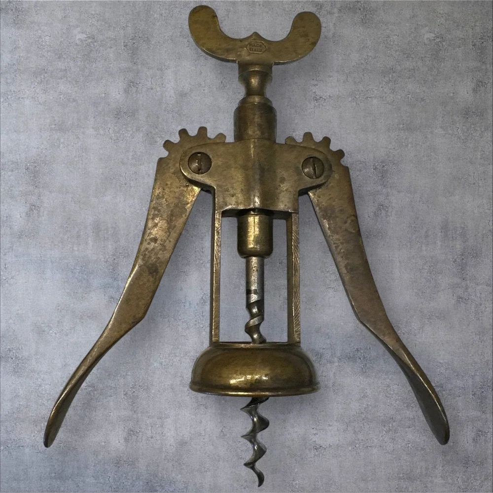 Vtg Italian Brass‎ Wing Corkscrew Wine Bottle Opener-Made Italy-Mid Century Bar